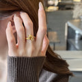 Gold Plated Zircon Star French Vintage Open Ring For Women view 2