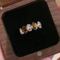 Zircon Tiger Eye Stone Open Ring For Women view 3