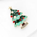 Alloy Enamel Pearl Christmas Tree Brooch Holiday Lapel Pin view 4