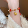 Braided Red Rope Crystal Beaded Horse Pendant Bangle Chinese Zodiac Light Luxury Jewelry view 4