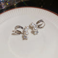 Vintage Elegant Round Faux Pearl Zircon Geometric Clip-on Earrings For Women view 4