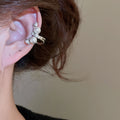 Vintage Elegant Round Faux Pearl Zircon Geometric Clip-on Earrings For Women view 3