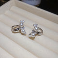 Vintage Elegant Round Faux Pearl Zircon Geometric Clip-on Earrings For Women view 2