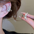 Vintage Elegant Round Faux Pearl Zircon Geometric Clip-on Earrings For Women view 1