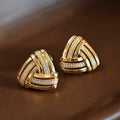 French Style Triangle Twisted Braided Stud Earrings For Women Commuter Classic Jewelry view 1