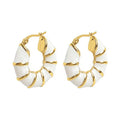 Korean Bamboo Joint Painting Oil Ear Cuffs For Women Polygon Hoop Chinese French Accessories Earrings view 1