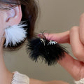 Feather Tassel Drop Earrings With Silver Needle Geometric Stud Design For Fashion OL Minimalist Style view 1