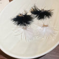 Feather Tassel Drop Earrings With Silver Needle Geometric Stud Design For Fashion OL Minimalist Style view 4