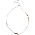 Maillard Style Faux Pearl Tiger Eye Beaded Necklace With Silver Accents, Retro Ethnic Collarbone Jewelry view 5