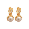 Gold Plated Zircon Lace Faux Pearl Ear Cuff Earrings French Vintage Geometric Round Elegant Jewelry view 5