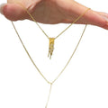 Gold Plated Copper Zircon Wheat Tassel Necklace And Stud Earrings Jewelry Set In Chinese Vintage Style view 5