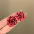Silver Needle Resin Rose Flower Stud Earrings For Women Elegant OL Style Daily Jewelry view 3
