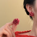 Silver Needle Resin Rose Flower Stud Earrings For Women Elegant OL Style Daily Jewelry view 2
