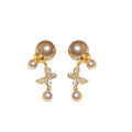 Light Luxury Faux Pearl Butterfly Heart Zircon Stud Earrings For Women French Vintage Elegant Jewelry view 5