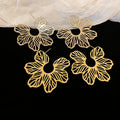 18K Gold Plated Brass Hollow Flower Stud Earrings Light Luxury Minimalist Floral Jewelry view 3