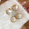 16K Gold Plated Silver Post Heart Faux Pearl Stud Earrings For Women Elegant OL Style view 1