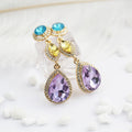 Gold Tone Multicolor Teardrop Earrings In A Polished Decorative Design view 3