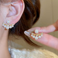 Silver Needle Zircon Heart Faux Pearl Stud Earrings For Women Light Luxury Elegant Style view 1