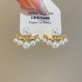 Silver Needle Zircon Heart Faux Pearl Stud Earrings For Women Light Luxury Elegant Style view 2