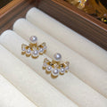 Silver Needle Zircon Heart Faux Pearl Stud Earrings For Women Light Luxury Elegant Style view 4