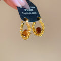 Maillard Style Resin Round Geometric Earrings, Retro Light Luxury Elegant Ear Cuffs view 2