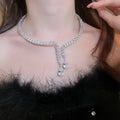 Light Luxury Copper Zircon Teardrop Pendant Choker Necklace For Women view 3