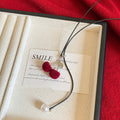 Light Luxury Flocked Cherry Faux Pearl Sweater Necklace Casual Winter Choker view 4