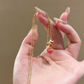 Gold Plated Copper Zircon Enamel Heart Necklace Korean Sweet Light Luxury Clavicle Chain view 3