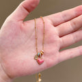 Gold Plated Copper Zircon Enamel Heart Necklace Korean Sweet Light Luxury Clavicle Chain view 1