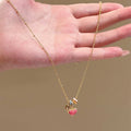 Gold Plated Copper Zircon Enamel Heart Necklace Korean Sweet Light Luxury Clavicle Chain view 4