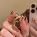 Gold Plated Zircon Wooden Horse Open Ring For Women view 1