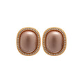 Light Luxury French Vintage Oval Faux Pearl Zircon Stud Earrings With Gold Plating And Silver Pins view 5