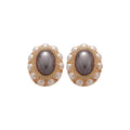 Vintage Oval Faux Pearl Stud Earrings With Rhinestone Silver Needle Elegant Light Luxury Jewelry view 5