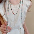 Bohemian Ethnic Faux Pearl Crystal Beaded Round Geometric Sweater Necklace For Women view 3