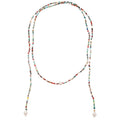 Bohemian Ethnic Faux Pearl Crystal Beaded Round Geometric Sweater Necklace For Women view 5