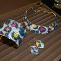 Light Luxury Resin Oval Choker Bracelet Ear Hook Jewelry Set For Women view 3