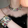 Light Luxury Resin Oval Choker Bracelet Ear Hook Jewelry Set For Women view 4
