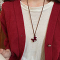 Light Luxury Alloy Zircon Flocked Horse Pendant Sweater Necklace For Women view 3