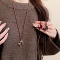Light Luxury Alloy Zircon Flocked Horse Pendant Sweater Necklace For Women view 1