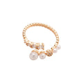 Gold Plated Zircon Pearl Vintage Open Ring For Women view 5