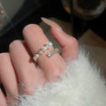 Gold Plated Zircon Pearl Vintage Open Ring For Women view 3