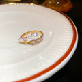 Gold Plated Zircon Pearl Vintage Open Ring For Women view 4