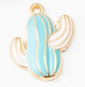 Striped Enamel Cactus Charms in Blue and Pale Pink view 3