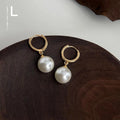 Luxury Geometric Round Glass Pearl Copper Drop Earrings For Women Office Fashion Jewelry