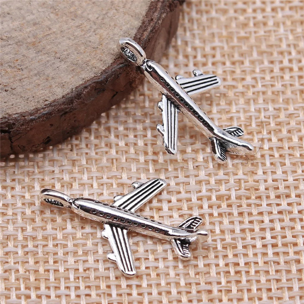 23x15mm 0.8g Zinc Alloy Passenger Airplane Charm Pendant for DIY Travel Theme Jewelry Making