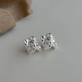 Minimalist Silver Liquid Irregular Geometric Eco-Friendly Copper Stud Earrings For Women