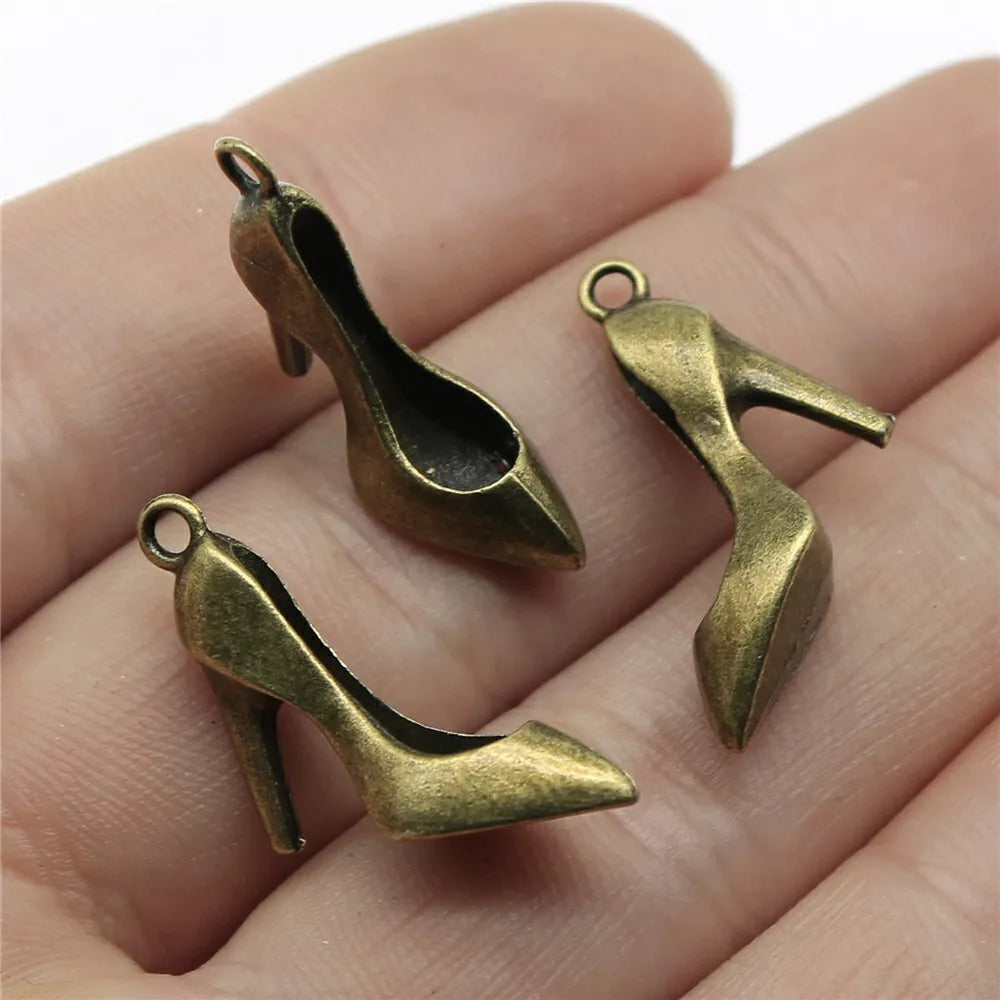 27x16mm 2.4g Multicolor Zinc Alloy High Heel Shoe Charm Pendant for DIY Necklace Bracelet Making