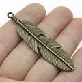 62x15mm 5.5g Multicolor Zinc Alloy Feather Charm Pendant for Necklace Earring DIY Jewelry Making