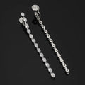Elegant Long Tassel Marquise Zircon Spiral Drop Stud & Clip On No Piercing Silver Needle Earrings
