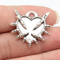 29x26mm 3.2g Antique Silver Zinc Alloy Gothic Claw Heart Charm Pendant for DIY Necklace Making
